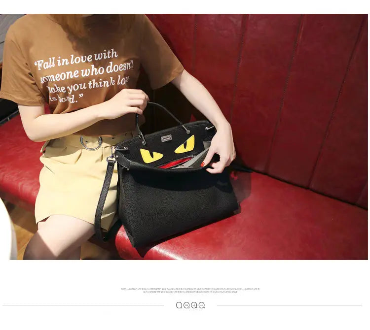 2025 new genuine leather devil monster casual fashion briefcase handbag business FairWonder