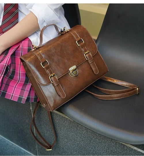 2025 new retro college style hand-held clamshell messenger bag, high-end shoulder/crossbody dual-carry mode FairWonder