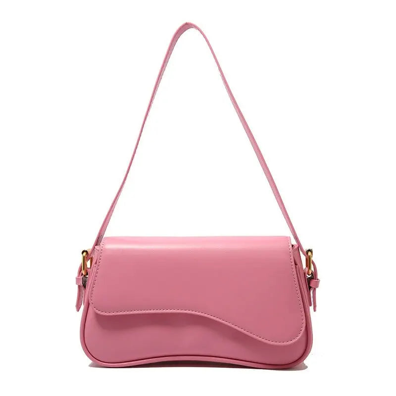 2025 new retro solid color flip magnetic buckle shoulder handbag underarm small bag FairWonder
