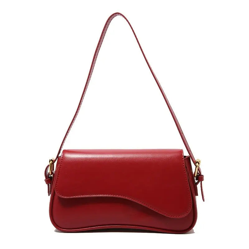 2025 new retro solid color flip magnetic buckle shoulder handbag underarm small bag FairWonder