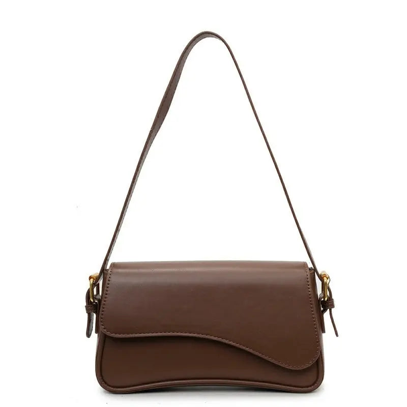 2025 new retro solid color flip magnetic buckle shoulder handbag underarm small bag FairWonder