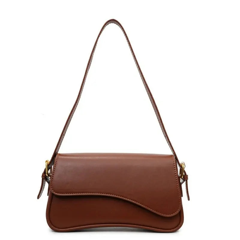 2025 new retro solid color flip magnetic buckle shoulder handbag underarm small bag FairWonder