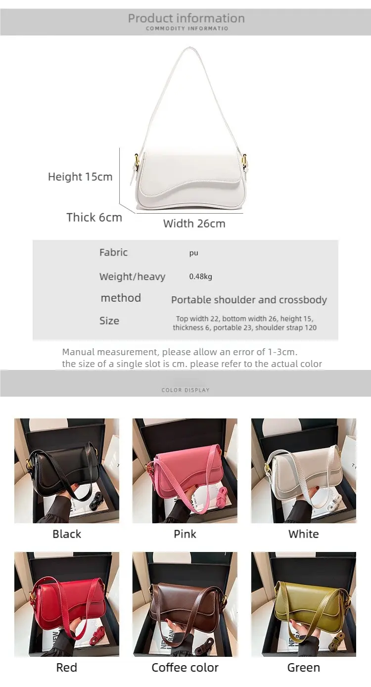 2025 new retro solid color flip magnetic buckle shoulder handbag underarm small bag FairWonder