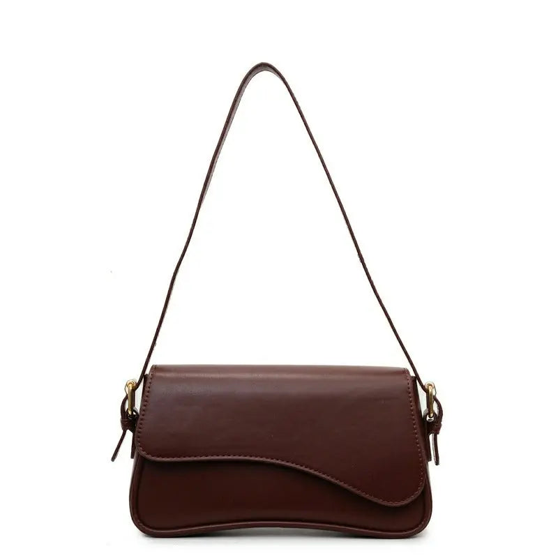 2025 new retro solid color flip magnetic buckle shoulder handbag underarm small bag FairWonder