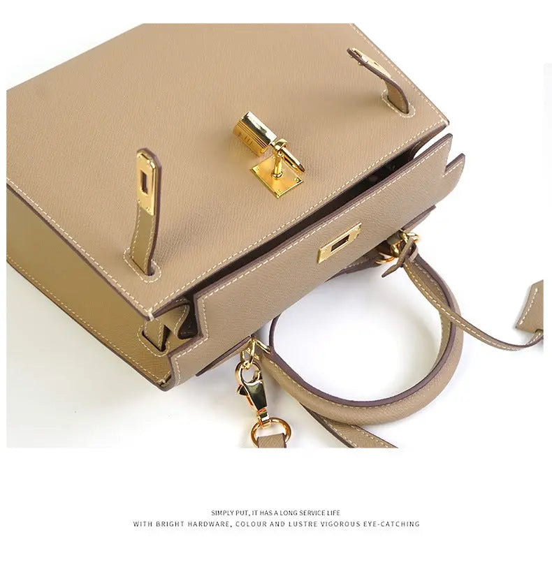 2025 new spring and summer fashion cowhide high-grade Kelly handbag with large capacity FairWonder