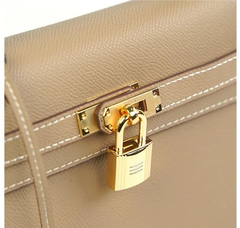 2025 new spring and summer fashion cowhide high-grade Kelly handbag with large capacity FairWonder