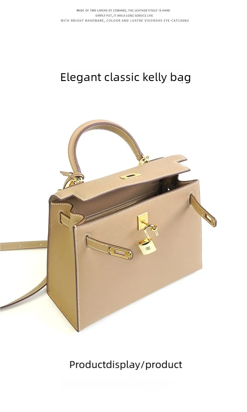 2025 new spring and summer fashion cowhide high-grade Kelly handbag with large capacity FairWonder