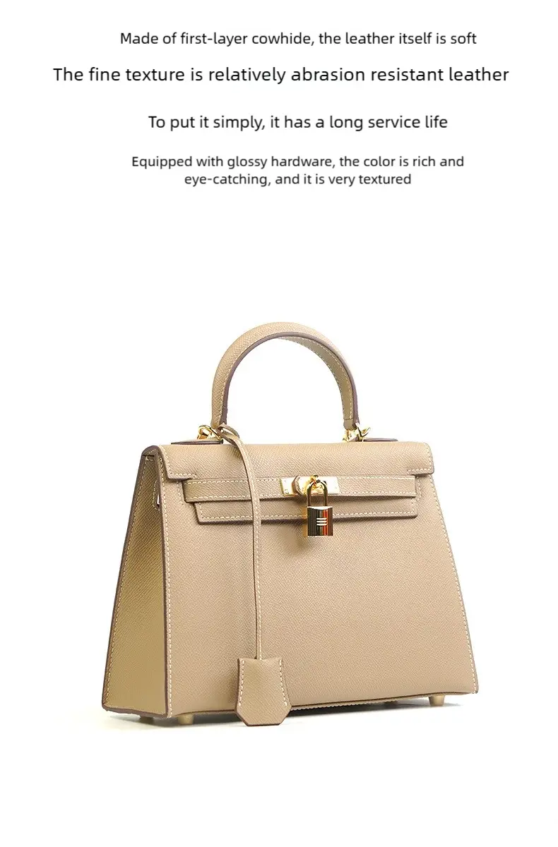2025 new spring and summer fashion cowhide high-grade Kelly handbag with large capacity FairWonder