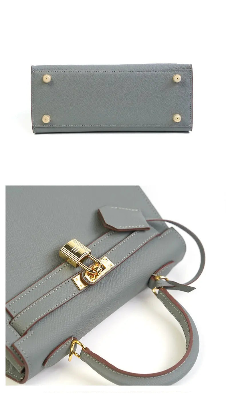 2025 new spring and summer fashion cowhide high-grade Kelly handbag with large capacity FairWonder