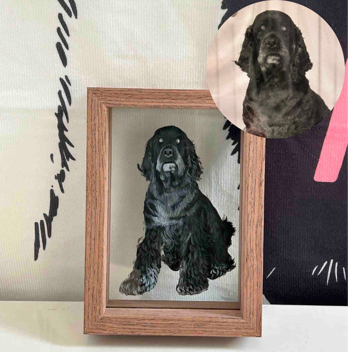 FairWonder Custom Pet Painting Cat/Dog Portrait Art ONE LAYER 3D Glass Painting