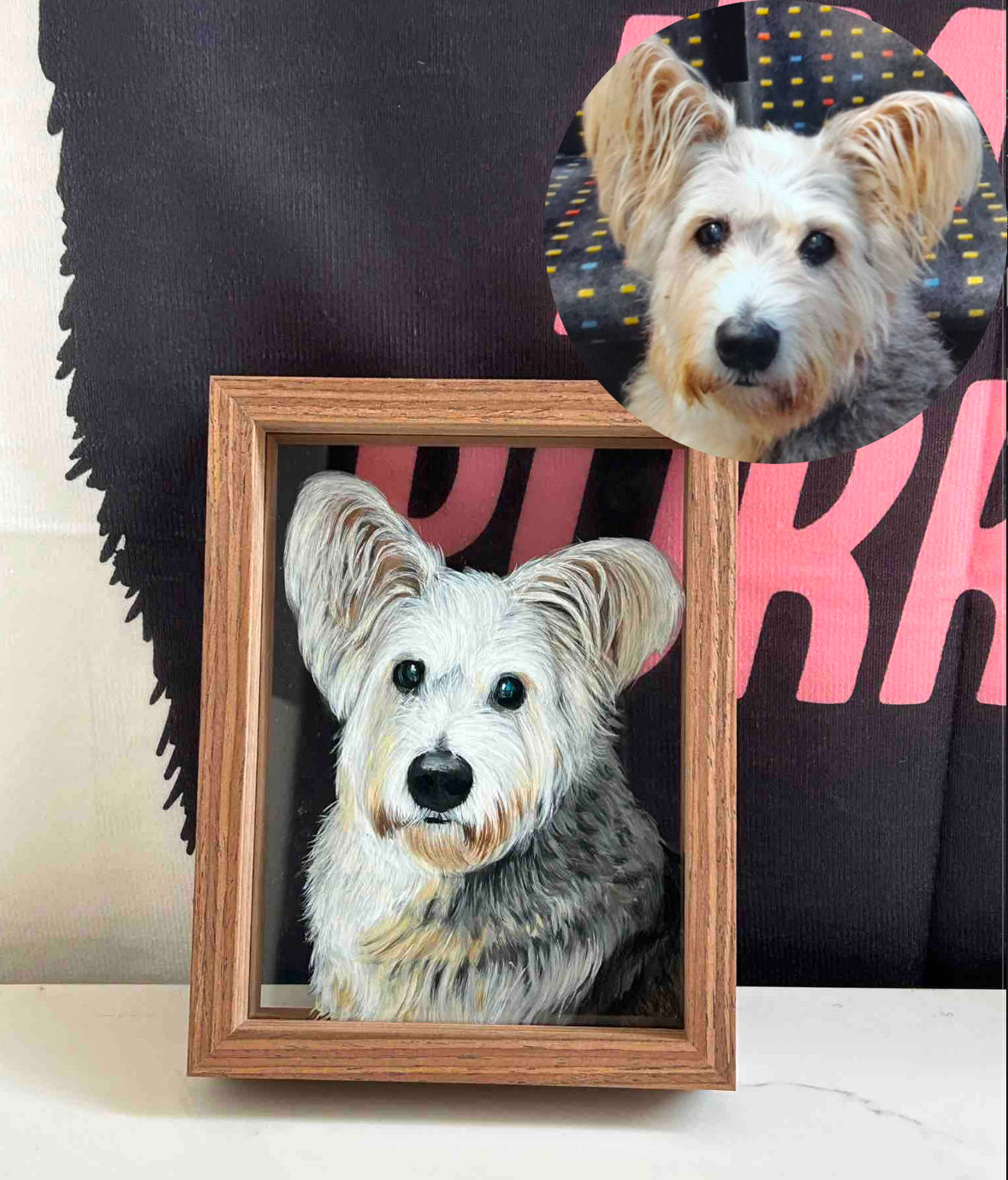 FairWonder Custom Pet Painting Cat/Dog Portrait Art ONE LAYER 3D Glass Painting