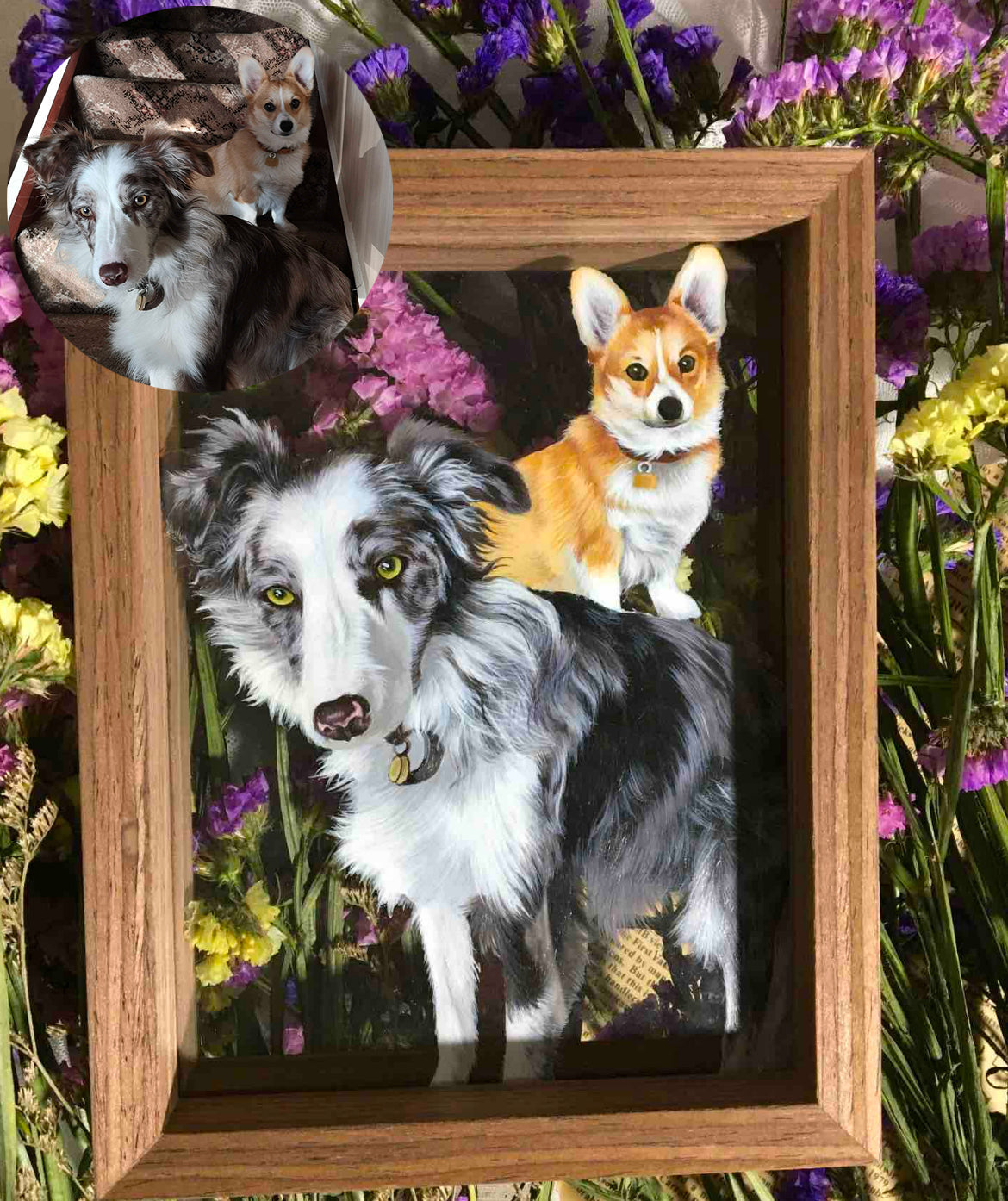 FairWonder Custom Pet Painting Cat/Dog Portrait Art ONE LAYER 3D Glass Painting