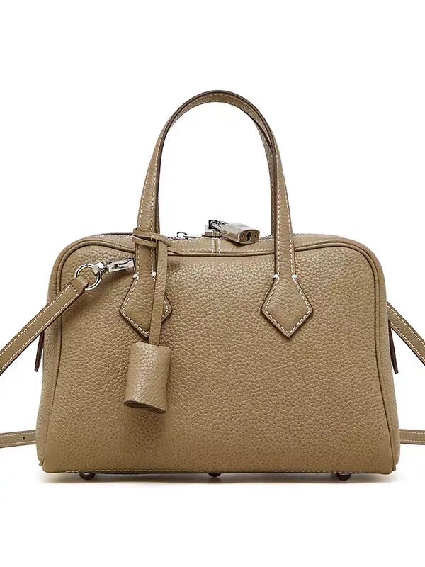 Boston pillow bag pure cowhide simple handbag can be shoulder or crossbody FairWonder