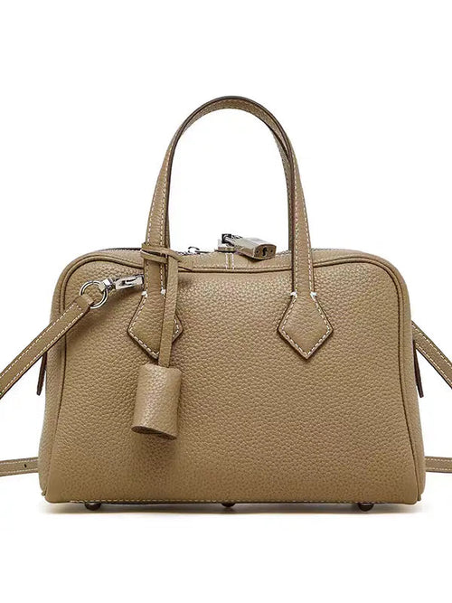 Boston pillow bag pure cowhide simple handbag can be shoulder or crossbody FairWonder