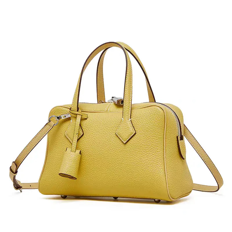 Boston pillow bag pure cowhide simple handbag can be shoulder or crossbody FairWonder