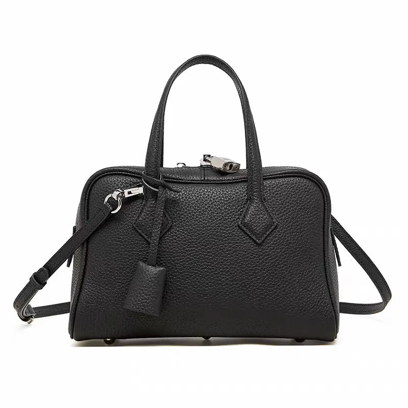 Boston pillow bag pure cowhide simple handbag can be shoulder or crossbody FairWonder