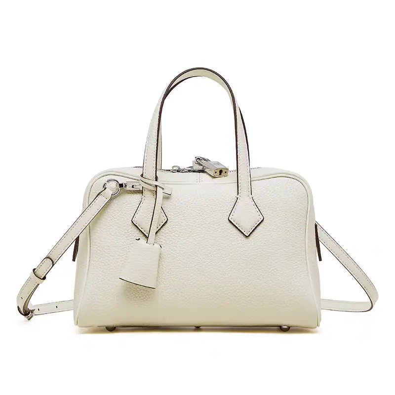 Boston pillow bag pure cowhide simple handbag can be shoulder or crossbody FairWonder