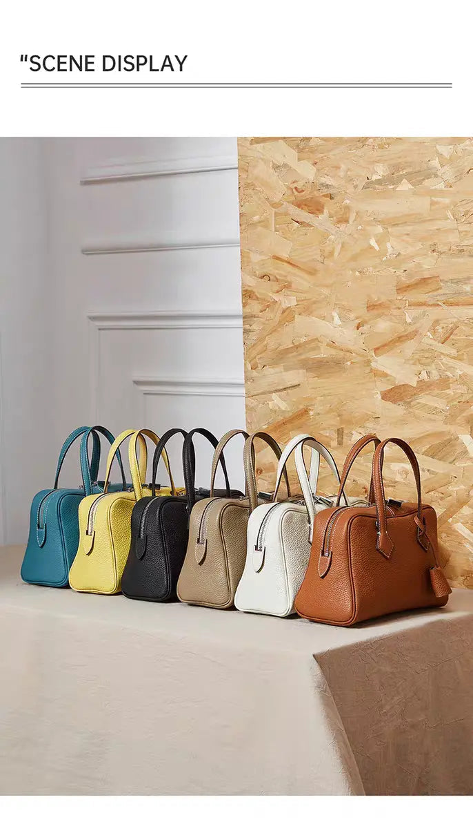 Boston pillow bag pure cowhide simple handbag can be shoulder or crossbody FairWonder