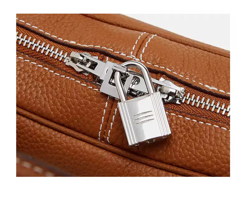 Boston pillow bag pure cowhide simple handbag can be shoulder or crossbody FairWonder