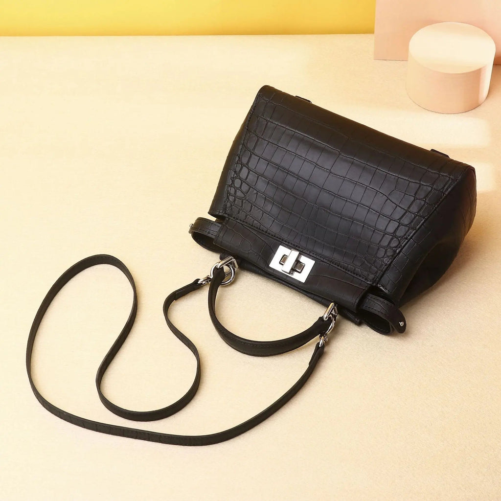 Crocodile belly pattern kitten bag one shoulder crossbody fashionable high-end texture ladies handbag FairWonder