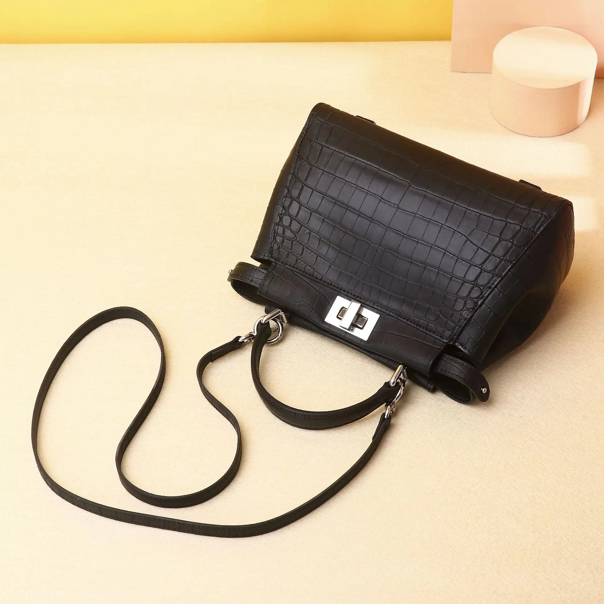 Crocodile belly pattern kitten bag one shoulder crossbody fashionable high-end texture ladies handbag FairWonder