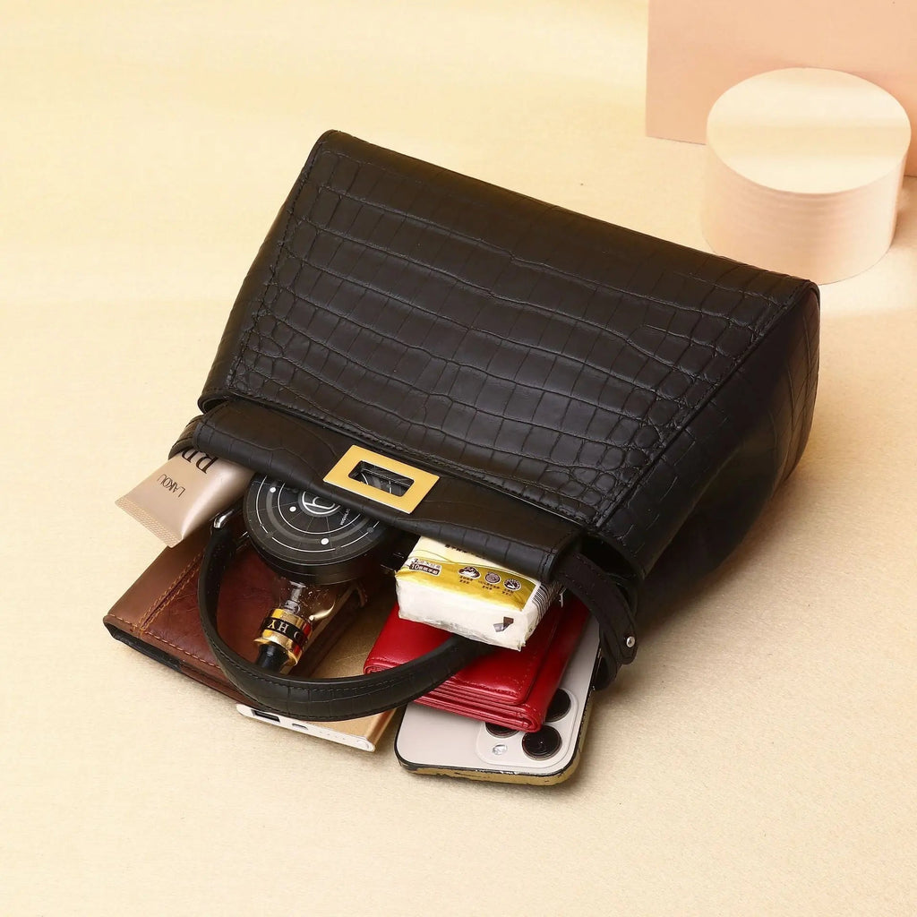 Crocodile belly pattern kitten bag one shoulder crossbody fashionable high-end texture ladies handbag FairWonder