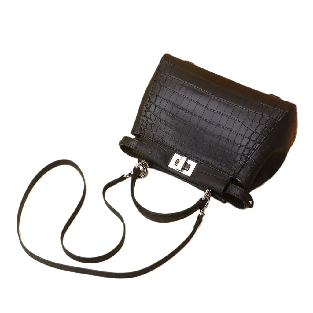 Crocodile belly pattern kitten bag one shoulder crossbody fashionable high-end texture ladies handbag FairWonder