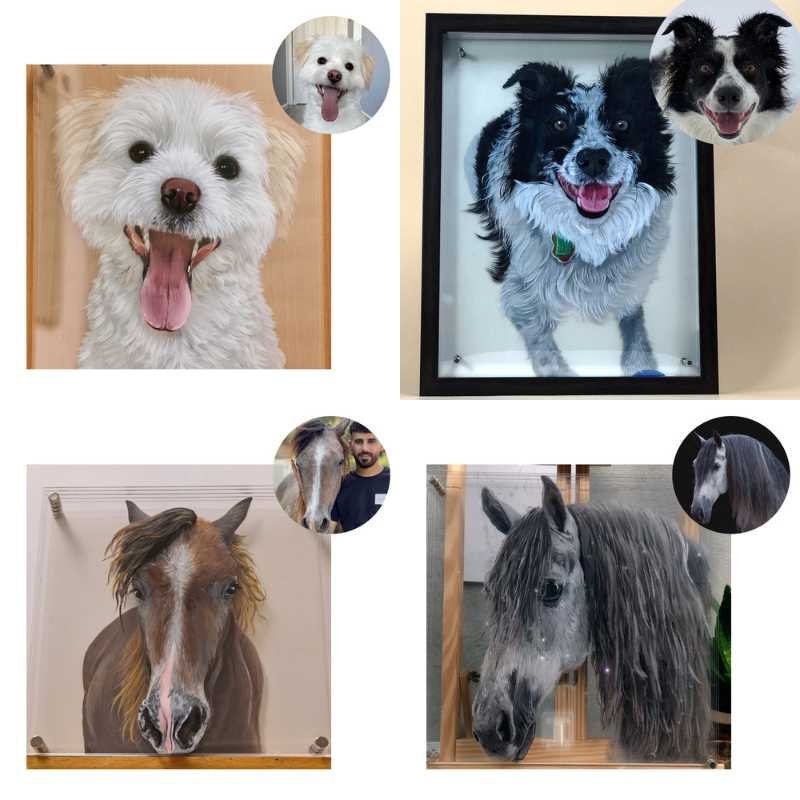 Custom 3D Glass Painting MeoWarrior Suitable for all animals/pet +human portrait-Free Shipping Worldwide @3dartistlinda