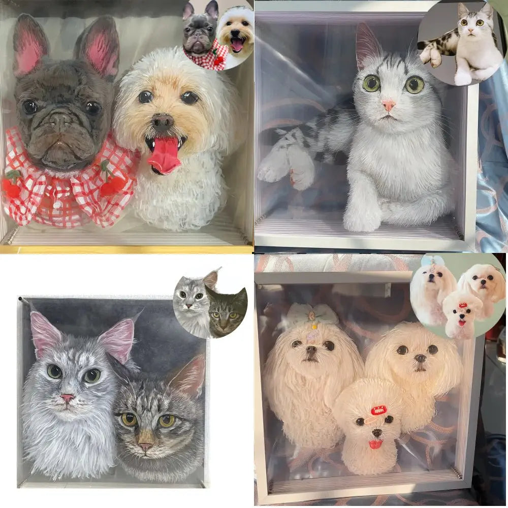 Custom 3D Glass Painting MeoWarrior Suitable for all animals/pet +human portrait-Free Shipping Worldwide @3dartistlinda