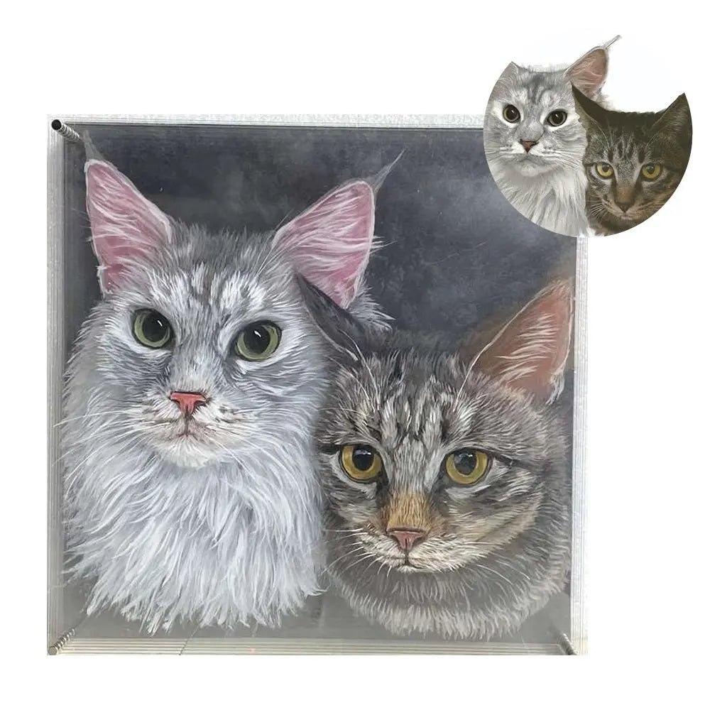 Custom 3D Glass Painting MeoWarrior Suitable for all animals/pet +human portrait-Free Shipping Worldwide @3dartistlinda