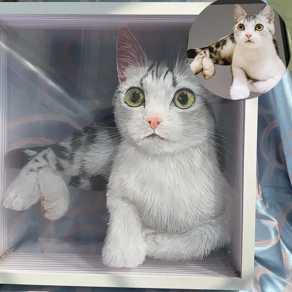 Custom 3D Glass Painting MeoWarrior Suitable for all animals/pet +human portrait-Free Shipping Worldwide @3dartistlinda