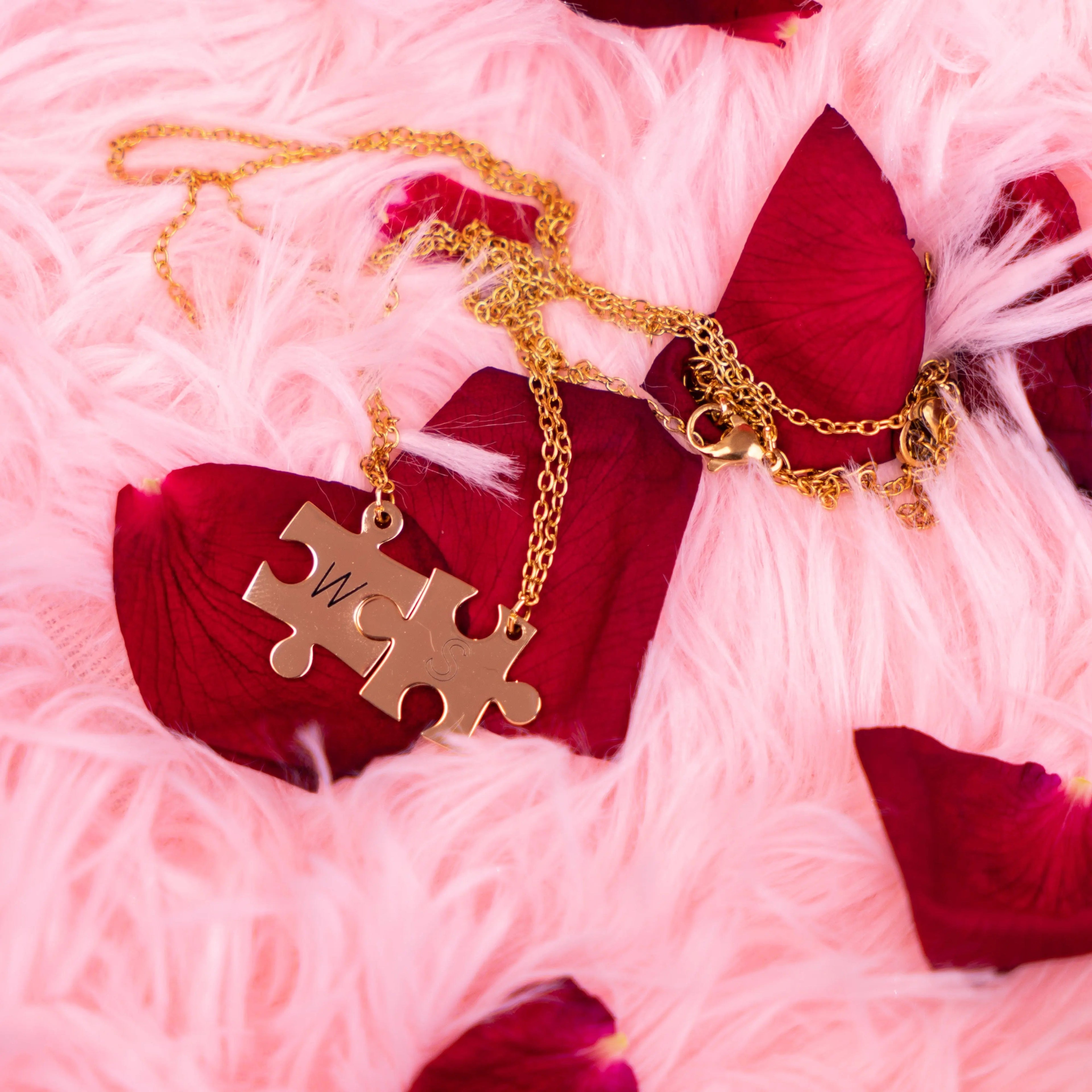 FairWonder Personalized Engraving Name/Date Stainless Steel Puzzle Necklace For Gift @anita.fiberartist