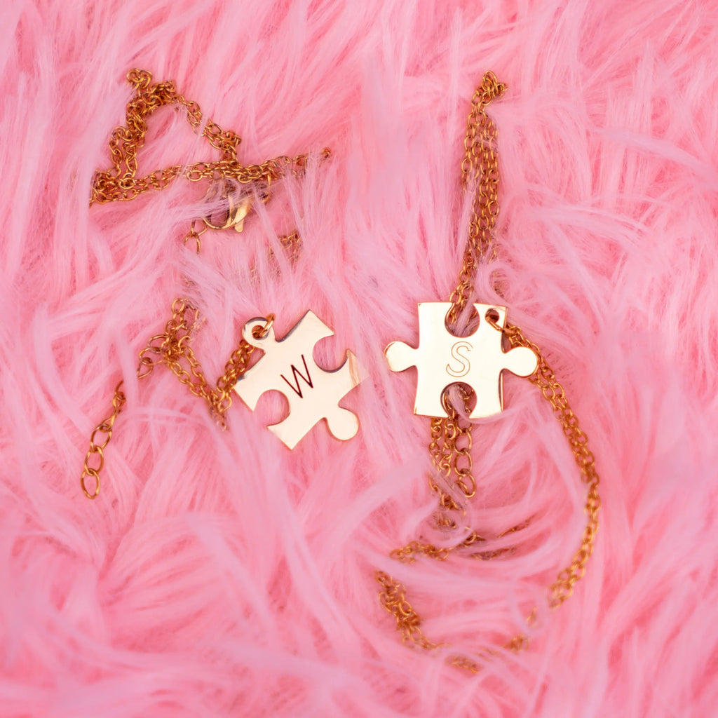 FairWonder Personalized Engraving Name/Date Stainless Steel Puzzle Necklace For Gift @anita.fiberartist