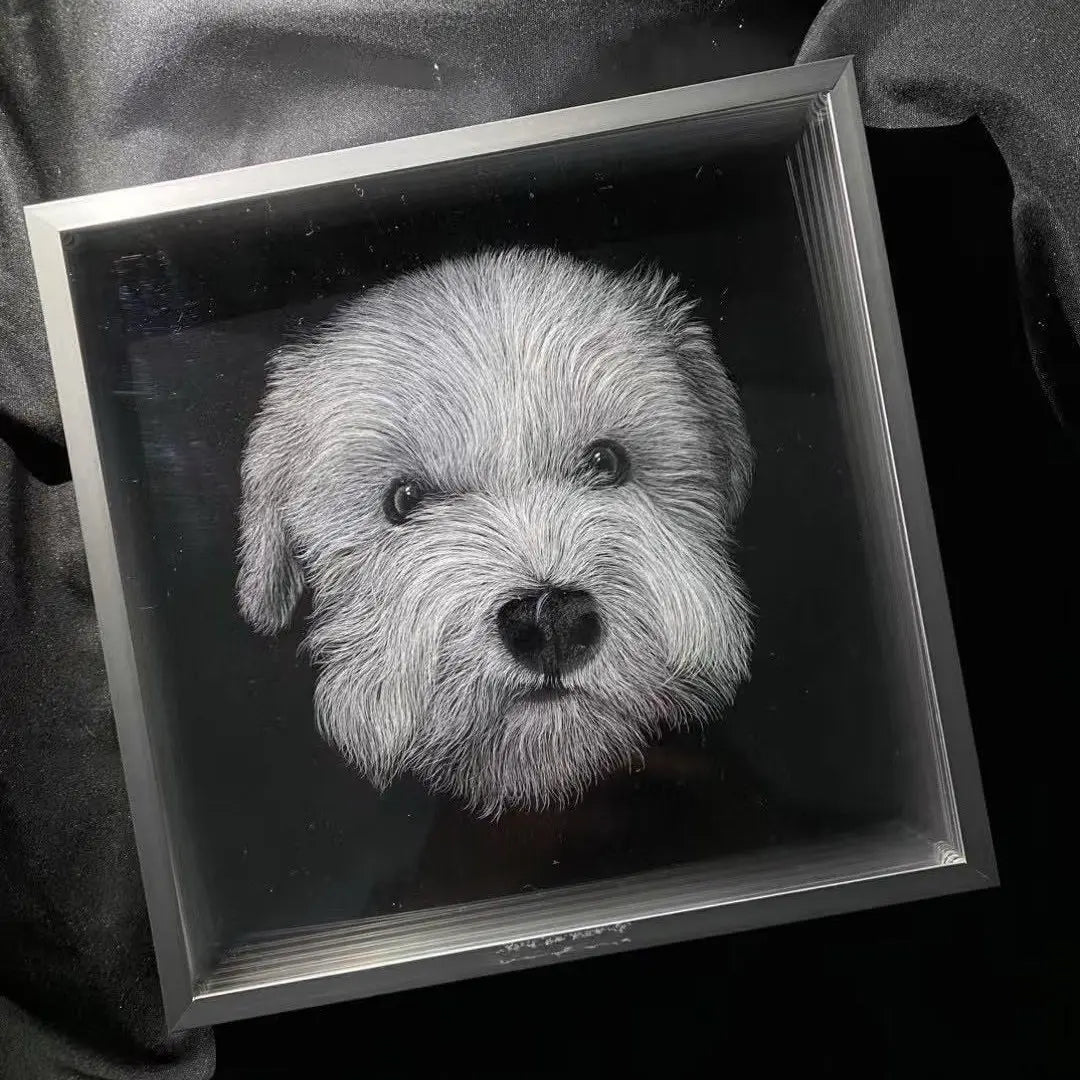 FairWonder Custom 3D Glass Engraved Pet Portrait – Ultra-Realistic Pet Line Art  Cat/Dog Portrait Art Suitable For All Animals @3dartistlinda