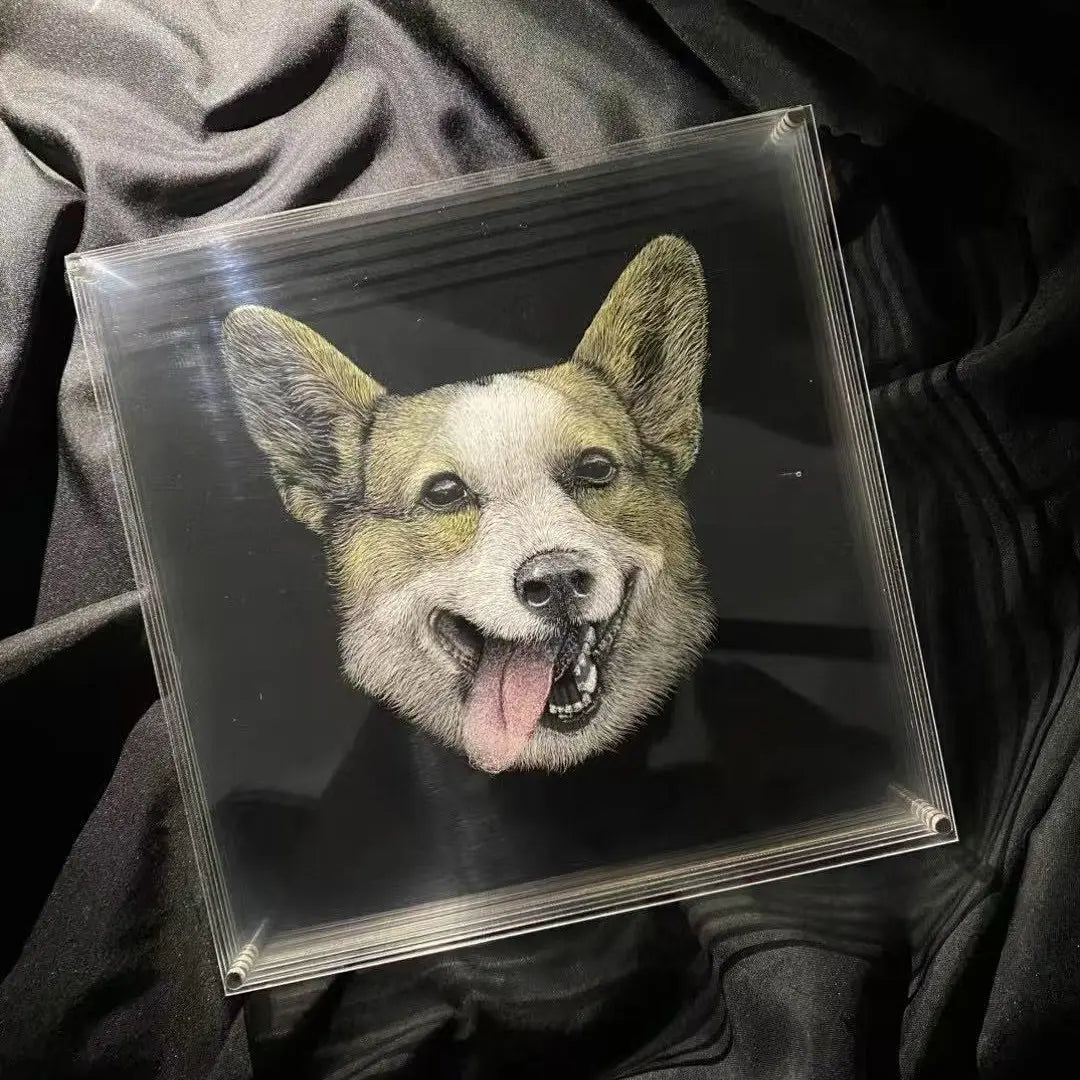 FairWonder Custom 3D Glass Engraved Pet Portrait – Ultra-Realistic Pet Line Art  Cat/Dog Portrait Art Suitable For All Animals @3dartistlinda