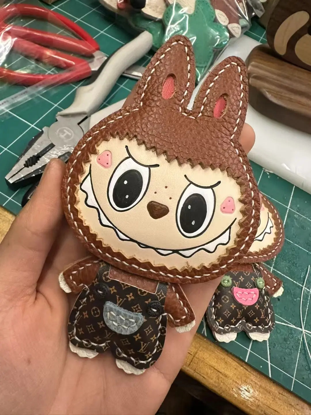 Handmade labubu leather goods, pendants, Bag accessories, keychain decorations, free custom letters FairWonder