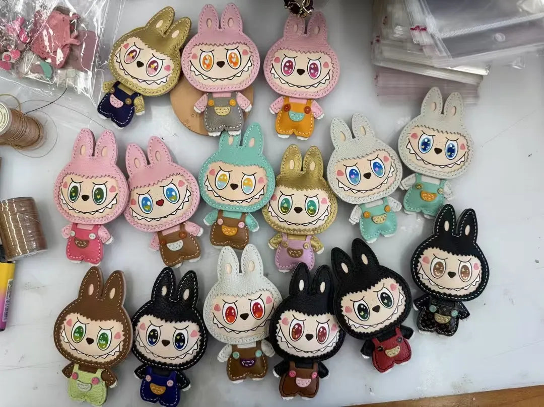 Handmade labubu leather goods, pendants, Bag accessories, keychain decorations, free custom letters FairWonder