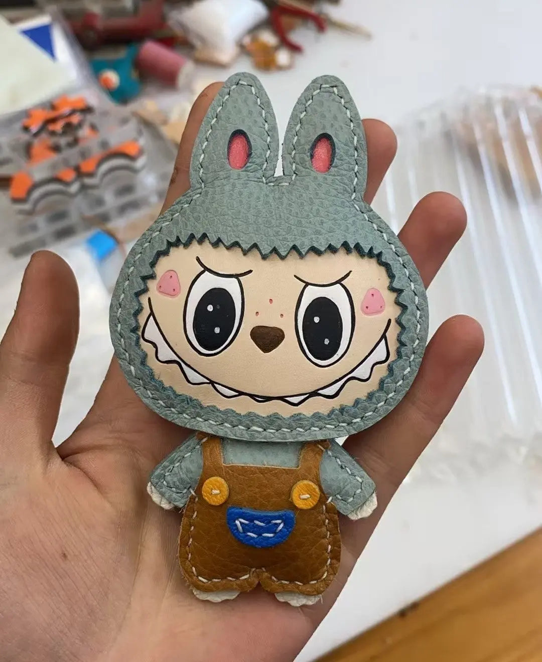 Handmade labubu leather goods, pendants, Bag accessories, keychain decorations, free custom letters FairWonder