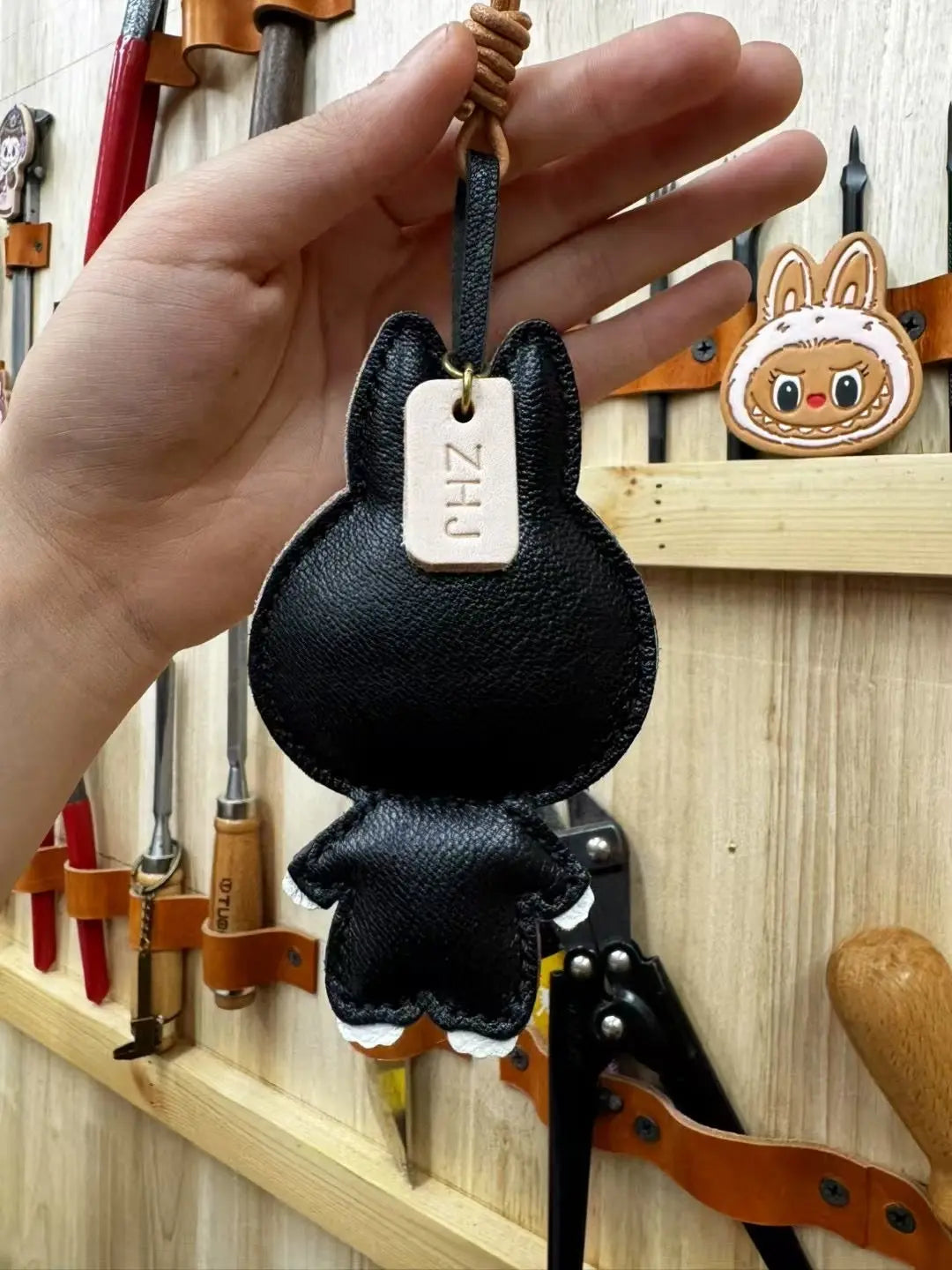 Handmade labubu leather goods, pendants, Bag accessories, keychain decorations, free custom letters FairWonder