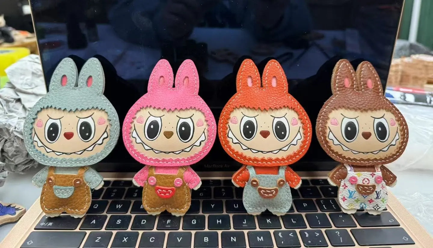 Handmade labubu leather goods, pendants, Bag accessories, keychain decorations, free custom letters FairWonder