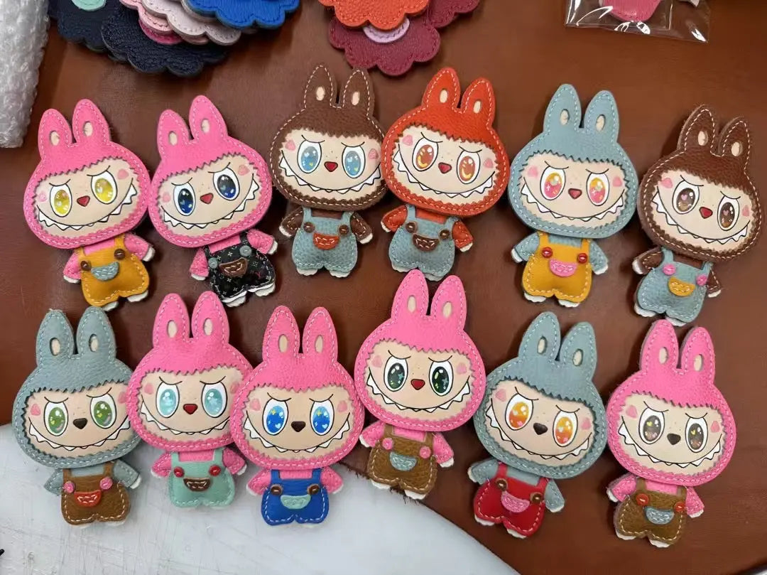 Handmade labubu leather goods, pendants, Bag accessories, keychain decorations, free custom letters FairWonder