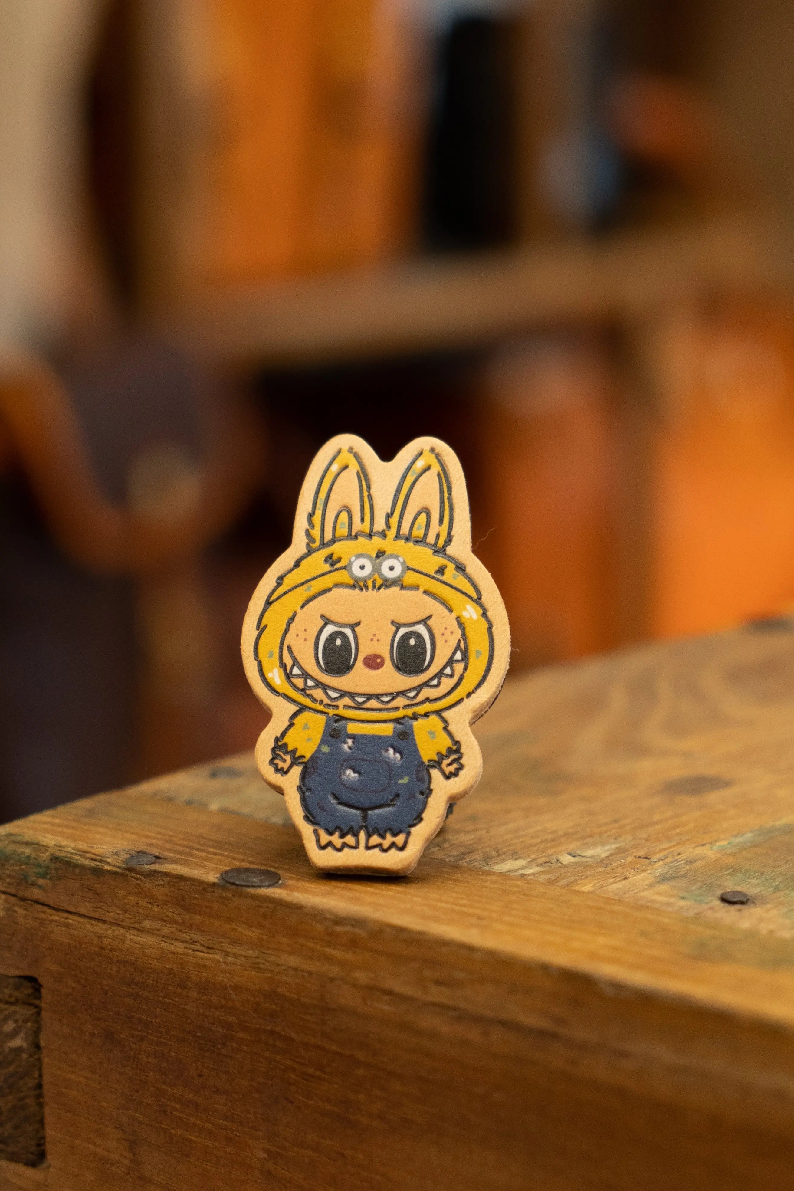 Handmade vegetable tanned leather labubu, Stitch cute cartoon image magnet refrigerator magnet FairWonder