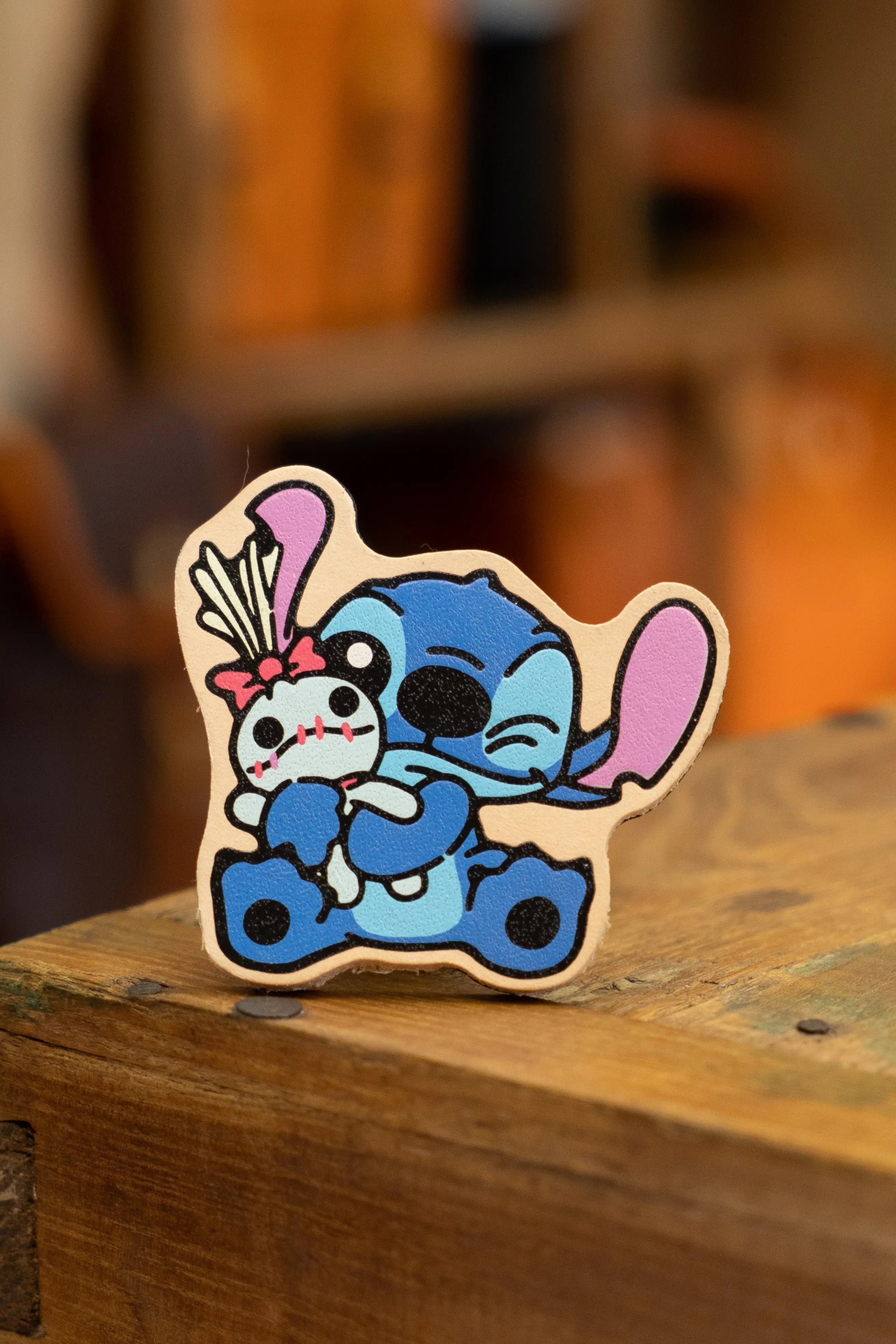 Handmade vegetable tanned leather labubu, Stitch cute cartoon image magnet refrigerator magnet FairWonder