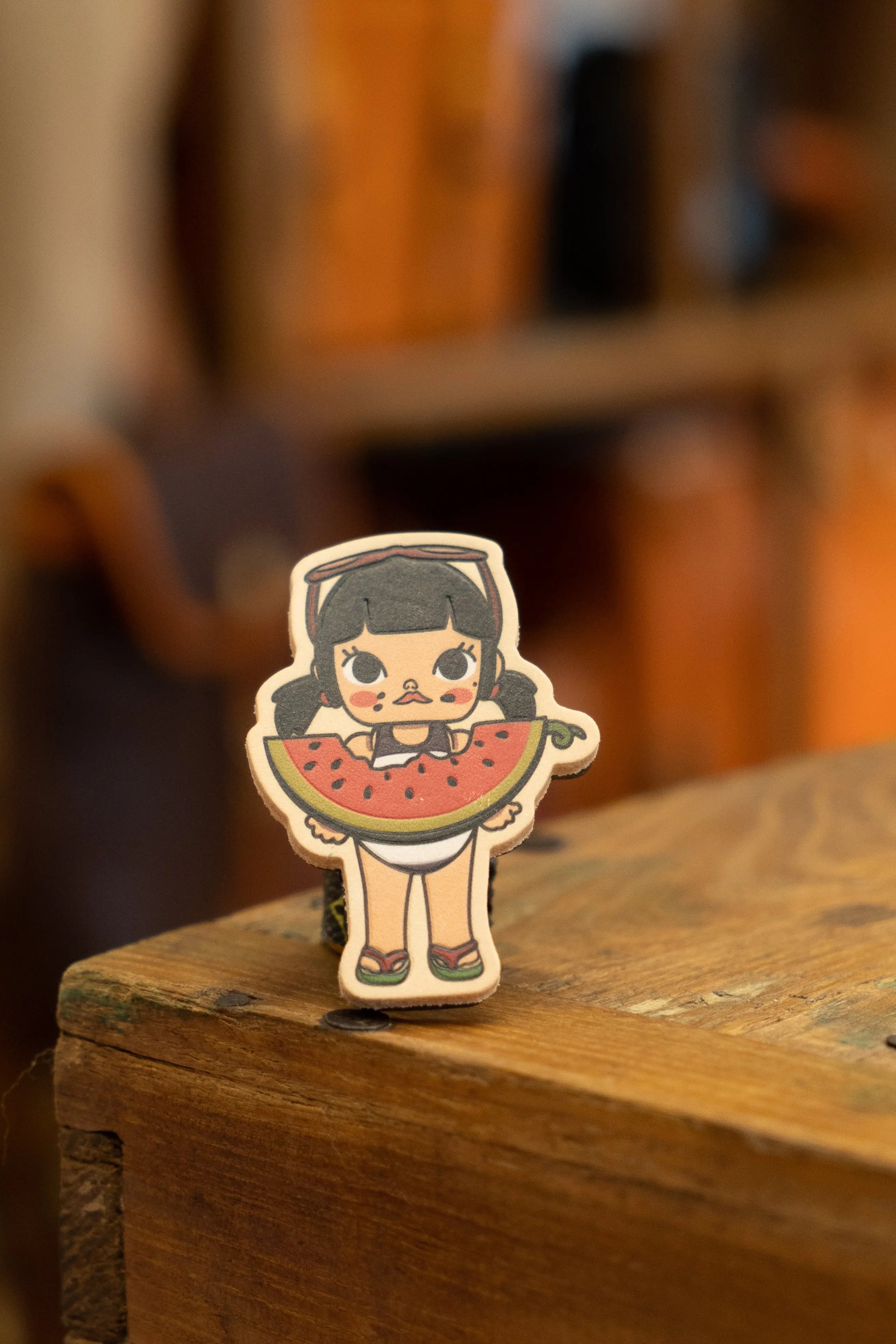 Handmade vegetable tanned leather labubu, Stitch cute cartoon image magnet refrigerator magnet FairWonder