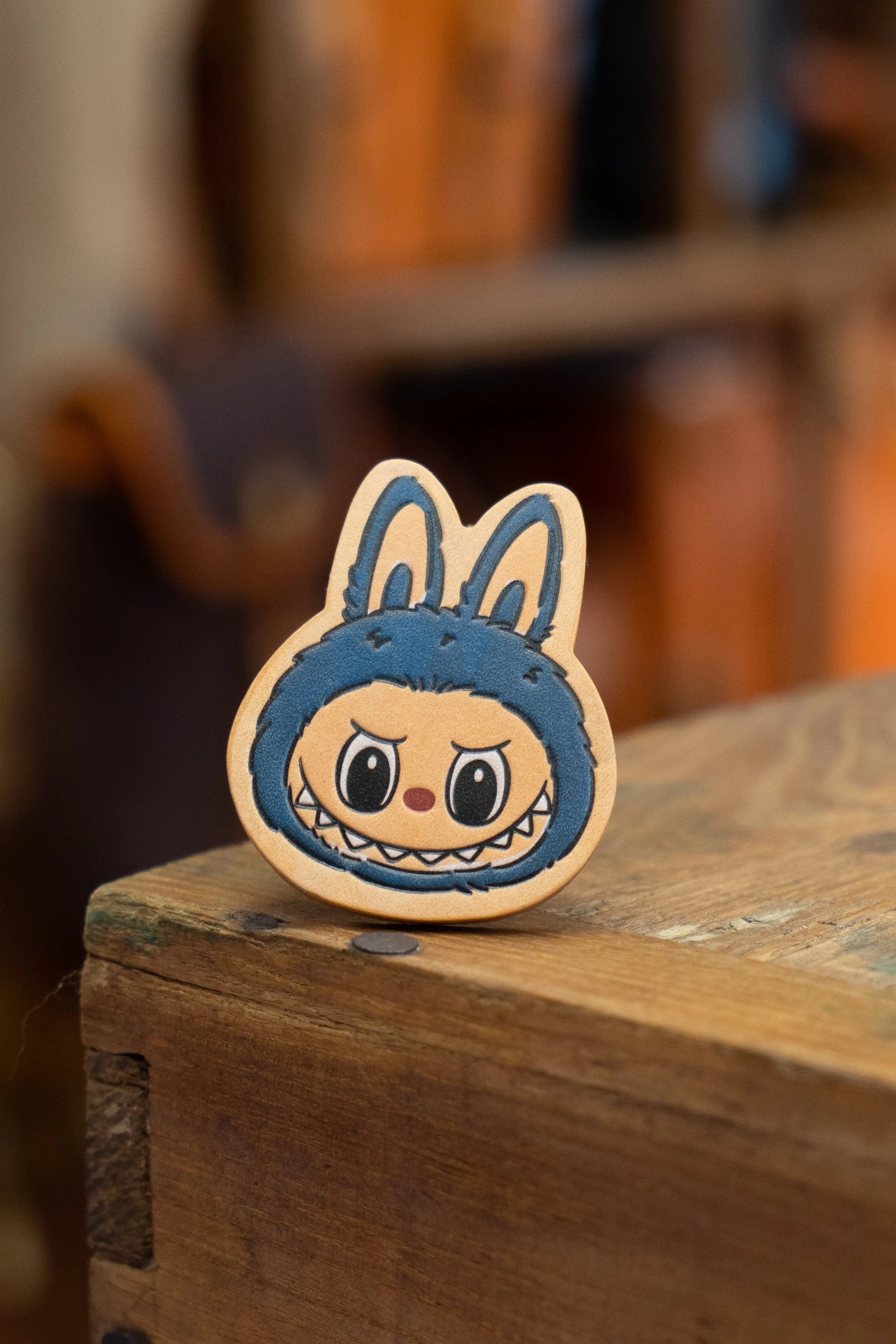 Handmade vegetable tanned leather labubu, Stitch cute cartoon image magnet refrigerator magnet FairWonder