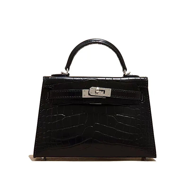 High-end crocodile pattern top layer cowhide shoulder crossbody handbag FairWonder