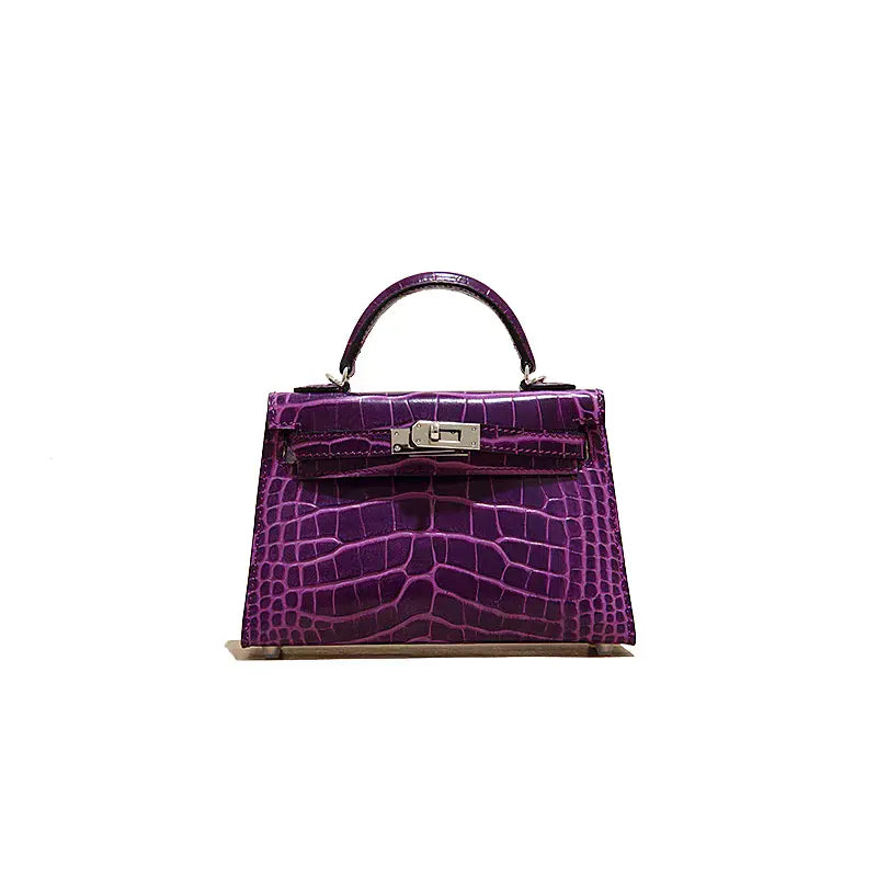 High-end crocodile pattern top layer cowhide shoulder crossbody handbag FairWonder