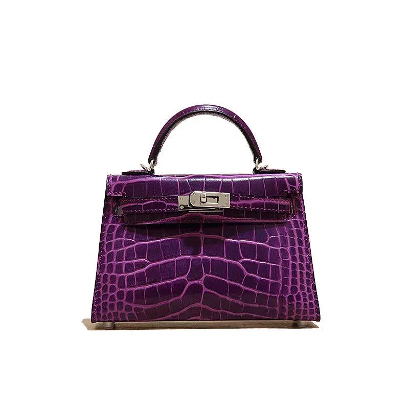 High-end crocodile pattern top layer cowhide shoulder crossbody handbag FairWonder