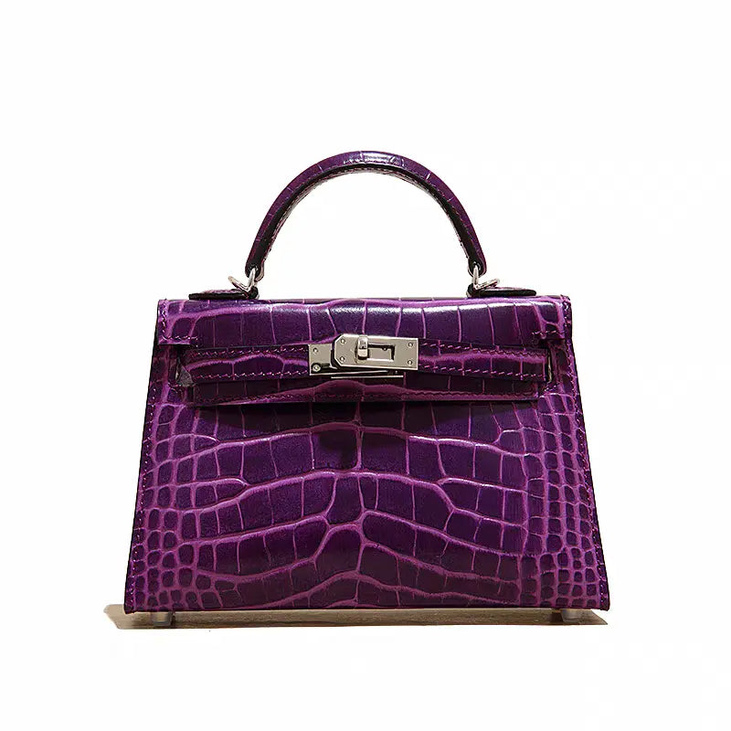 High-end crocodile pattern top layer cowhide shoulder crossbody handbag FairWonder