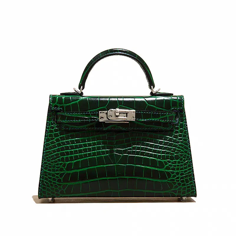 High-end crocodile pattern top layer cowhide shoulder crossbody handbag FairWonder